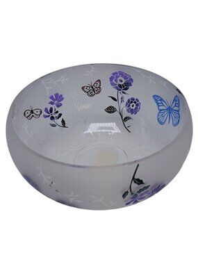 Lenox Butterfly Meadow 8" Frosted Glass Bowl Floral & Butterfly Motif Elegant